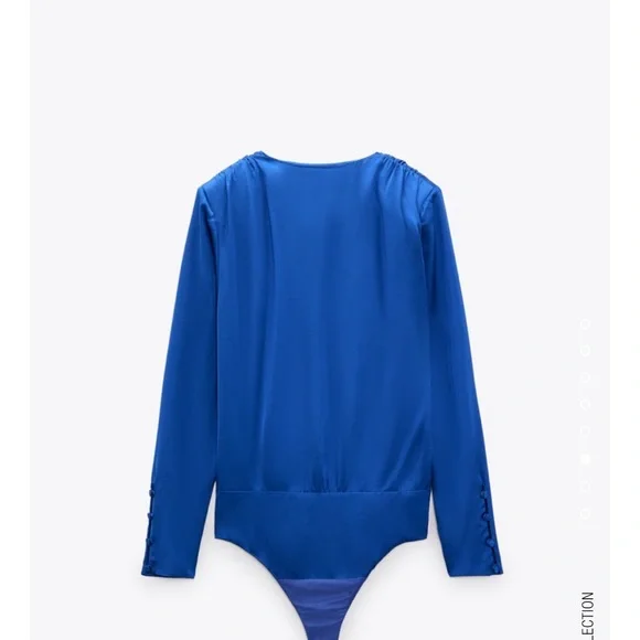 “Last one “ZARA BLOGGERS FAV SATEEN BODYSUIT ELECTRIC BLUE - Picture 8 of 8